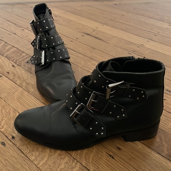 ASOS Shoes - ASOS Leather Studded Buckle Ankle Boots
